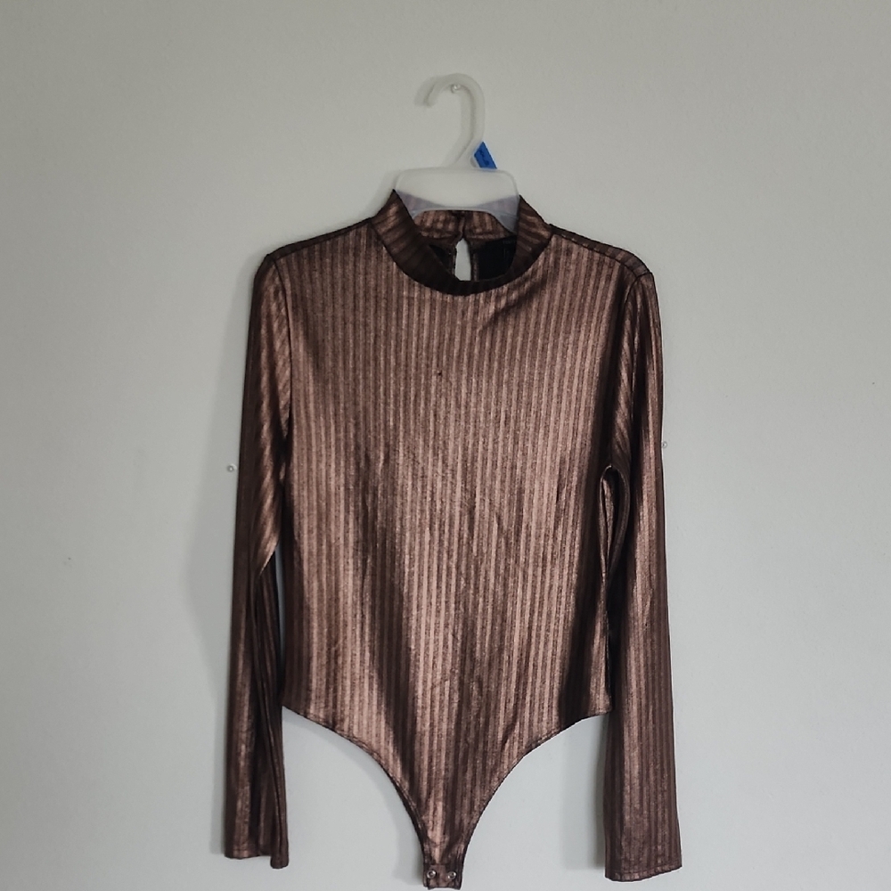 Metallic Brown Long Sleeve Bodysuit